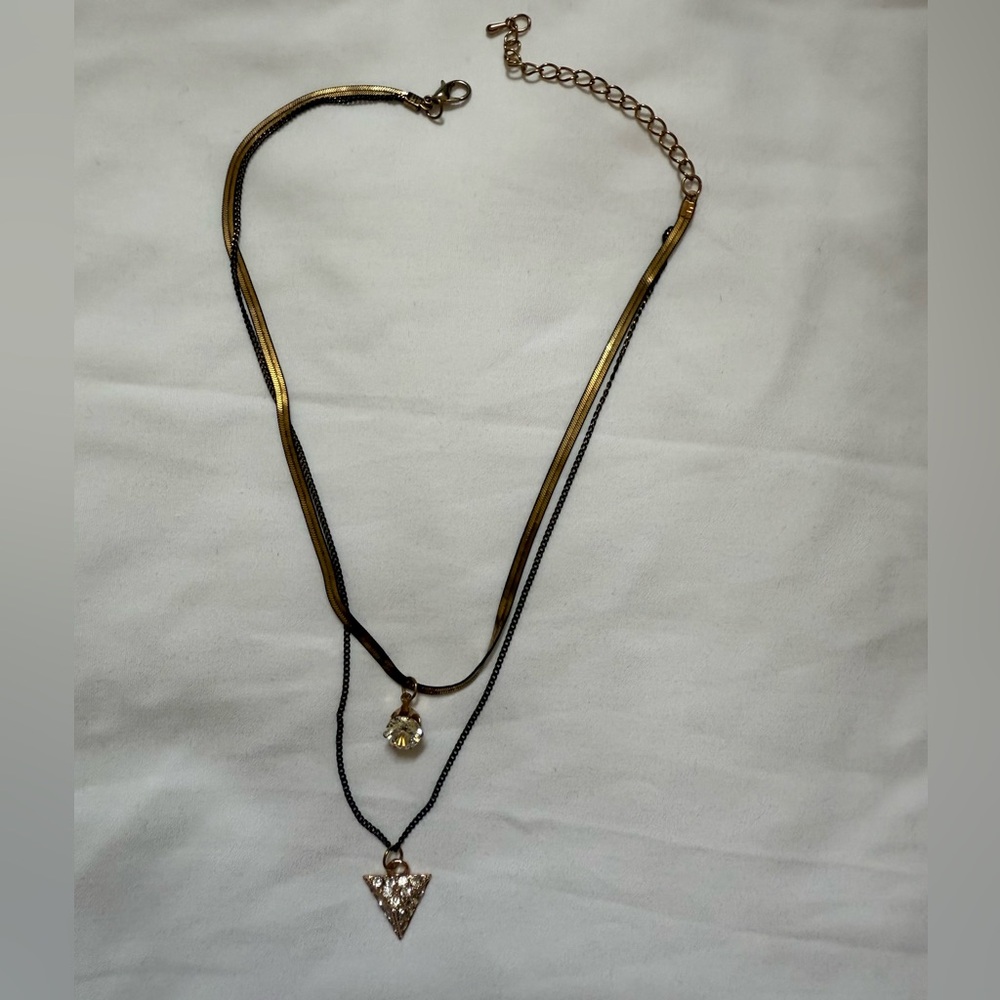 Elegant Gold and Black Layered Necklace